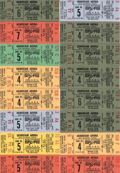 1976 San Antonio Spurs Phantom ABA Championship Ticket - Lot of 18 & Extra 