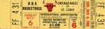 1966 Chicago Bulls vs. St. Louis Hawks Full Ticket Inaugural Season Of Bulls 