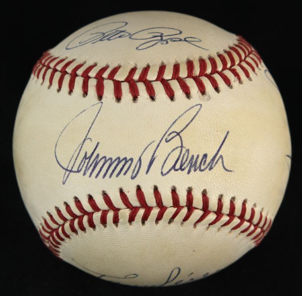 1989-93 The Big Red Machine Signed ONL (White) Baseball w/Tony Perez Joe Morgan  Johnny Bench Pete Rose - JSA 