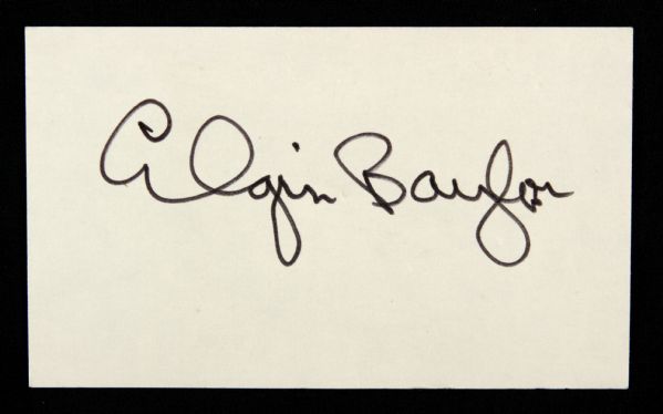 1960s Elgin Baylor Los Angeles Lakers Signed Index Card - JSA 