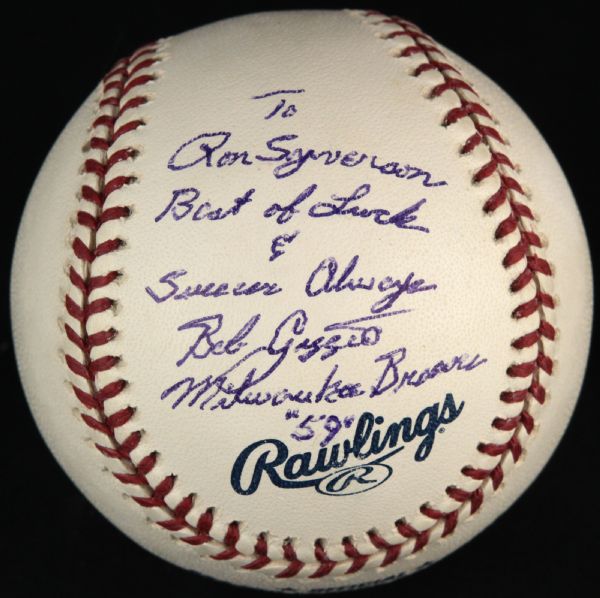 2000-10 Bob Giggie Milwaukee Braves Single Signed OML Selig Baseball (JSA)