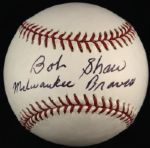 2000-09 Bob Shaw Milwaukee Braves Single Signed OML Selig Baseball (JSA)