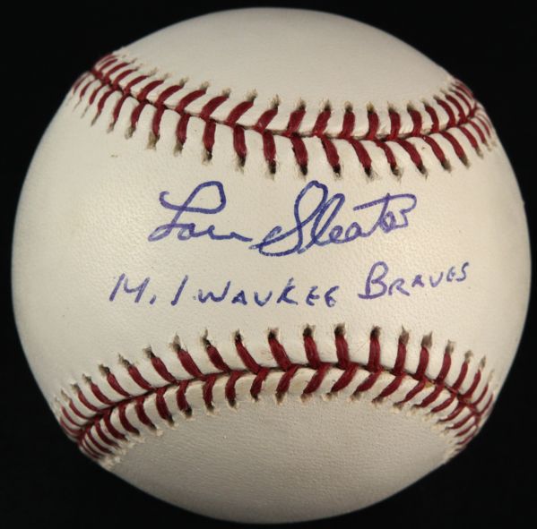 2000-10 Lou Sleater Milwaukee Braves Single Signed OML Selig Baseball (JSA)