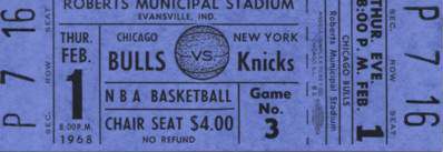 1968 Chicago Bulls vs. New York Knicks Full Ticket