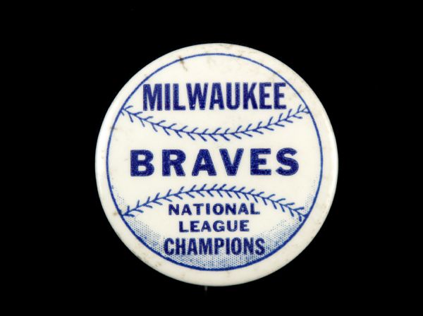 1957-58  Milwaukee Braves 1 3/4" Pinback Button - National League Champions 