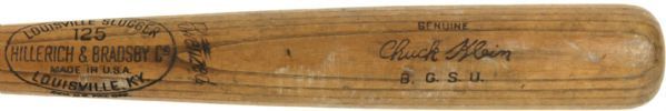1960-64 Chuck Klein H&B Louisville Slugger Professional Model College Bat (MEARS LOA)