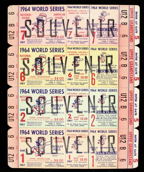 1964 Cincinnati Reds World Series Phantom Ticket Sheet - Sheet of 4