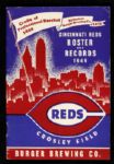 1949 Cincinnati Reds Roster & Records Crosley Field 