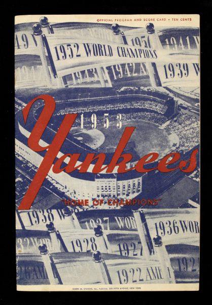 1953 New York Yankees Yankee Stadium Cleveland Indians Scorecard Program & Ticket Stub