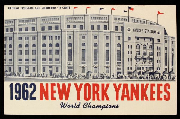 1962 New York Yankees Yankee Stadium Cleveland Indians Program