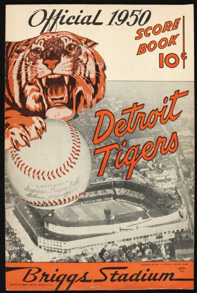 1950 Detroit Tigers Briggs Stadium New York Yankees Program
