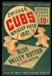 1937 Chicago Cubs Wrigley Field Boston Braves Scorecard