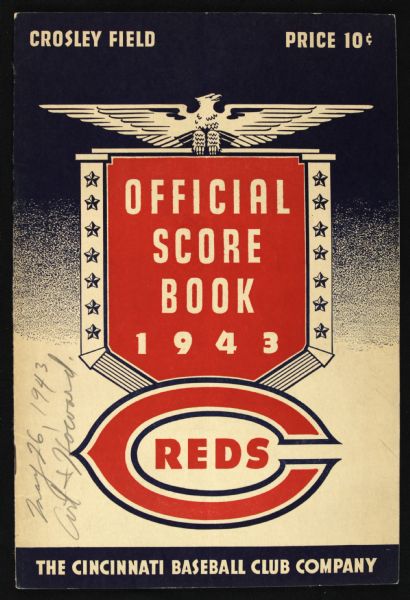 1943 Cincinnati Reds Crosley Field Philadelphia Phillies Program