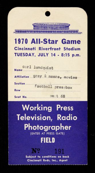 1970 Cincinnati Reds All Star Game Comes to Riverfront Stadium Press Pass 