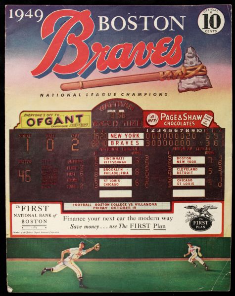 1949 Boston Braves Braves Field Philadelphia Phillies Program