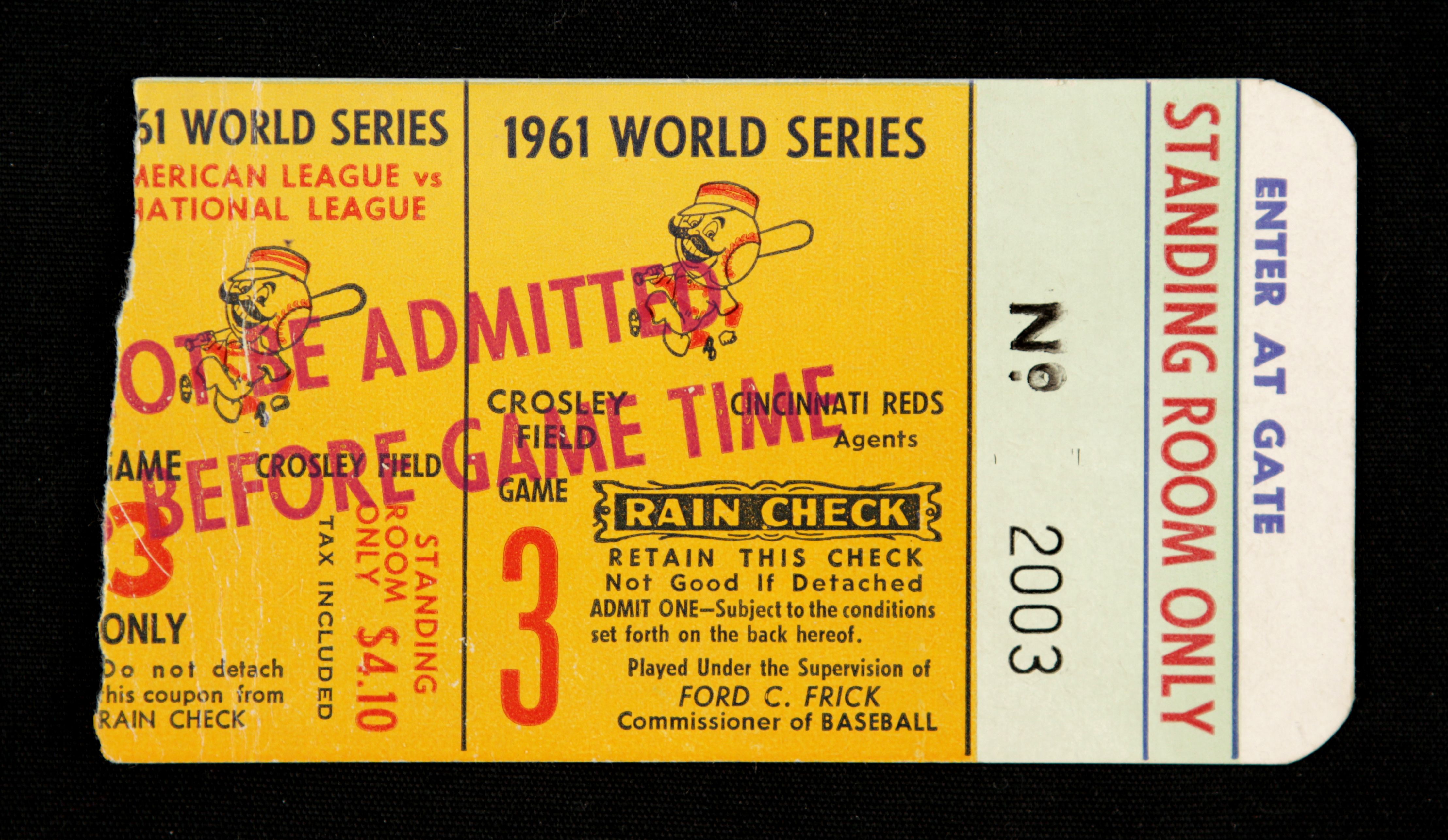 Lot Detail - 1961 World Series Cincinnati Reds vs. New York Yankees Ticket  Stub