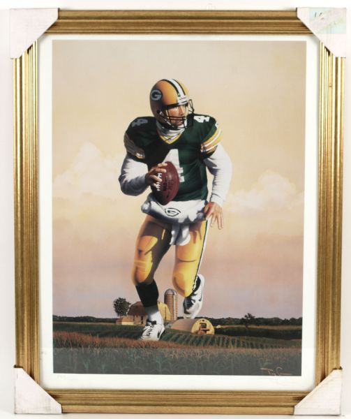 1997 Brett Favre Green Bay Packers "Leader of the Pack" Framed 25" x 31" Lithograph 835/1000 (Unsigned by Favre)