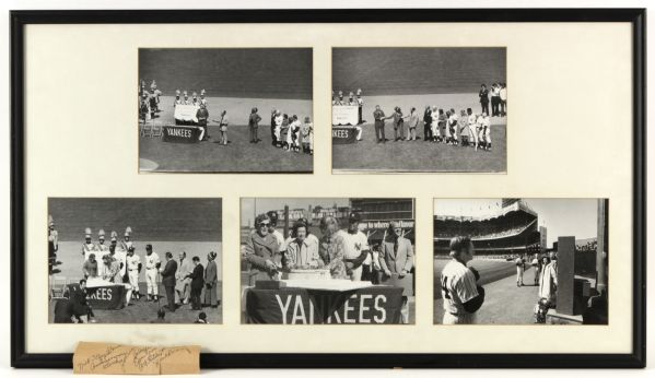 1952 Jim Turner New York Yankees 19 1/2" x 35 Framed Original Photo Display w/Elston Howard Happy Chandler Mel Allen  - From Turner Estate 