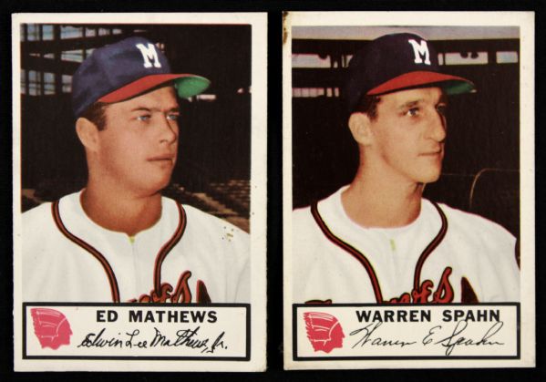 1953 Johnston Cookies Milwaukee Braves Complete Set of 25 Warren Spahn Eddie Mathews