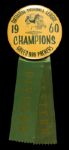 1960 Green Bay Packers 3 1/2" Diameter Pinback Button National Football League Champions w/Western Divison Ribbon Reference Rare!