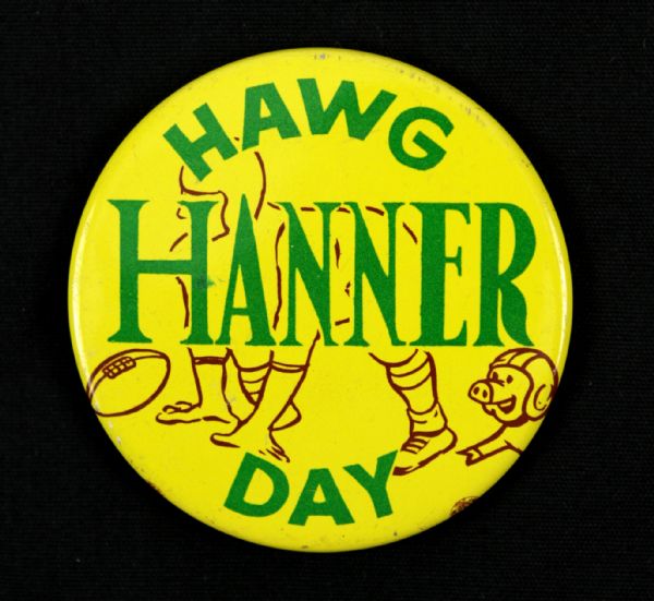 1962 Dave Hanner Green Bay Packers Hawg Hanner Day 2 1/4" Diameter Pinback Button 