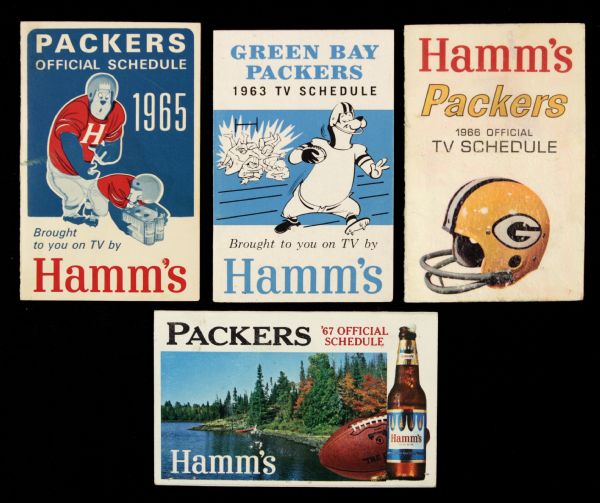 1963-66 Green Bay Packers Hamms Pocket Schedule (Lot of 4) 