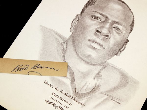 1967 Bob Brown Green Bay Packers Signed Cut & Williams Print - Rare Packers Autograph - JSA 