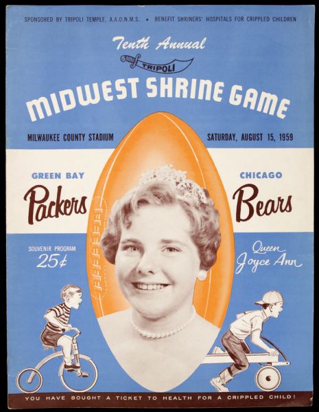 1959 Vince Lombardi Green Bay Packers vs. Chicago Bears Midwest Shrine Game Camelot Begins