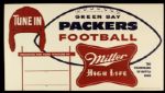 1960s Green Bay Packers Miller High Life 20 1/2" x 11 1/2" Promotional