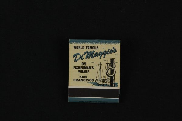 1950s-60s Joe DiMaggio New York Yankees DiMaggios On Fishermans Wharf Matchbook w/Matches