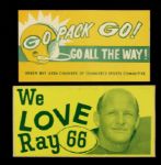 1960s-70s  Green Bay Packers Bumper Sticker w/Ray Nitschke We Love Ray Offering 