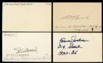 1970s-80s Baseball Greats Signed Index Card w/James Cool Papa Bell Musial Travis Jackson Edd Roush DiMaggio Lloyd Waner Frisch Carey Medwick (Lot of 9) -JSA  
