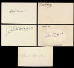 1970s-80s Baseball Greats Signed Index Card w/James Cool Papa Bell Musial Travis Jackson Edd Roush DiMaggio Lloyd Waner Frisch Carey Medwick (Lot of 9) -JSA  