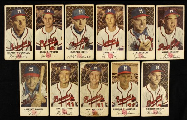 1954 Johnston Cookies Milwaukee Braves Card (Lot of 11)