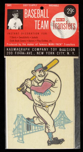 1960s San Francisco Giants Transfer Iron-On Figure (MIP) 