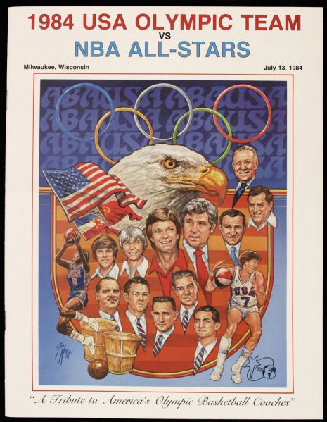 1984 Team USA vs. NBA Stars Exhibition Program Michael Jordan Gets Olympic Tuneup - Unscored