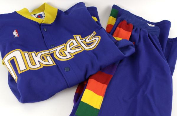 1990-91 Kenny Battle Denver Nuggets Game Worn Shooting Jacket & 1988-89 Matching Pants (MEARS LOA) 