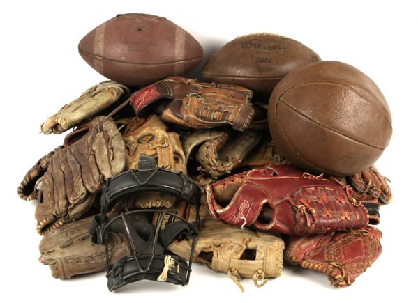1960s-70s Baseball Glove Collection Vintage Basketball & Footballs 