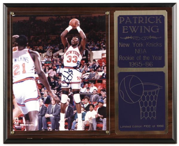 1990s Patrick Ewing New York Knicks Signed 8" x 10" Display - JSA 