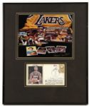 1988 Kareem Abdul Jabbar Los Angeles Lakers Signed First Day Cachet & Photo  14 1/2" x 17" Display - JSA 