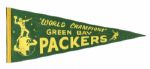 1965-67 Green Bay Packers Full Size World Champions Pennant w/Bart Starr & Paul Hornung Reference