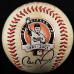 2001 Cal Ripken Baltimore Orioles Signed Commemorative Baseball - JSA 