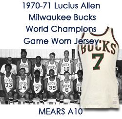 1970-71 Lucius Allen Milwaukee Bucks Game Worn Jersey - Worn During Championship Season (MEARS A10)