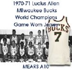 1970-71 Lucius Allen Milwaukee Bucks Game Worn Jersey - Worn During Championship Season (MEARS A10)