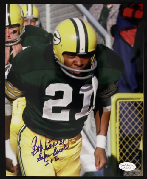 2000s Bob Jeter Green Bay Packers Signed Color Chrome Photo - JSA Sticker