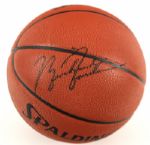 1984-86 circa Michael Jordan (attributed) Chicago Bulls Game Worn Shooting Jacket & Vintage Signed Official NBA Game Basketball (MEARS LOA & JSA)