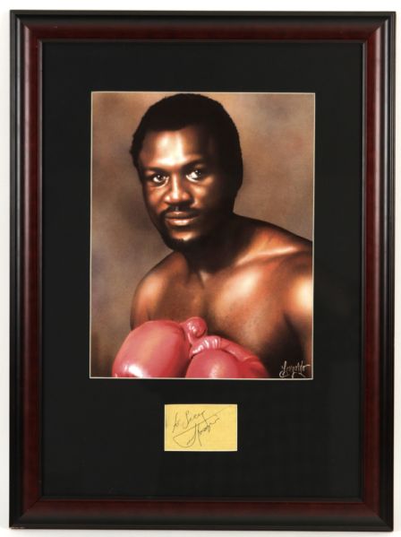 1990s Joe Frazier Signed Display - JSA 