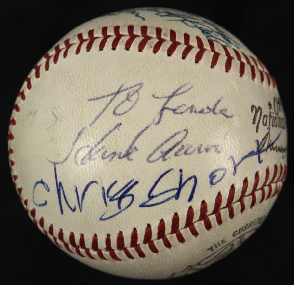 1970s Multi Signed ONL (Giles) Baseball w/6 Sigs. Incl. Dick Allen Hank Aaron - JSA 