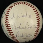 1970s Multi Signed ONL (Giles) Baseball w/6 Sigs. Incl. Dick Allen Hank Aaron - JSA 