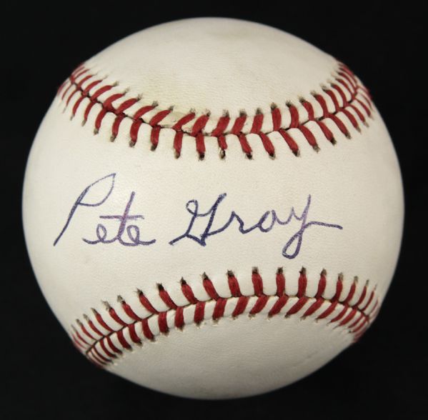 1984-94 Pete Gray St. Louis Browns Single Signed OAL (Brown) Baseball - JSA 